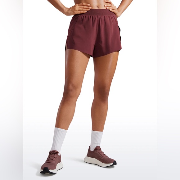 CRZ YOGA Pants - Feathery-Fit Soft High Rise Split Dolphin Mesh Liner Shorts 2.5''